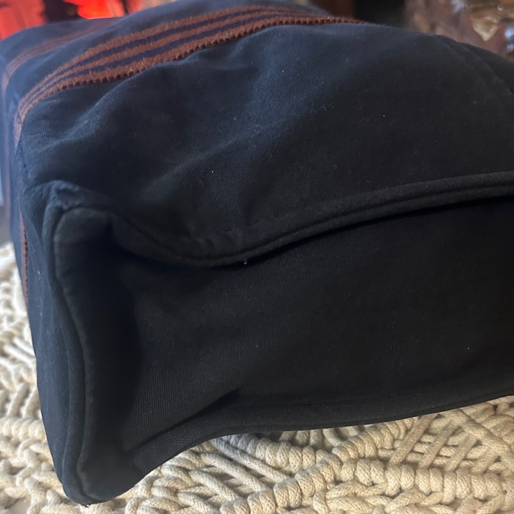 Hermes Blue Tote with Brown Stripes - Picture 7 of 12